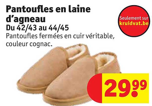 pantoufles en laine d'agneau