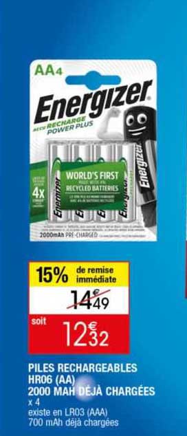 piles rechargeables hr06 (aa) 2000 mah déjà chargées