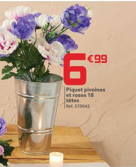 Piquet Pivoines Et Roses 18 Têtes