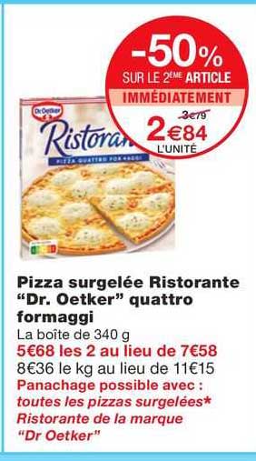 pizza surgelée ristorante "dr. oetker" quattro formaggi