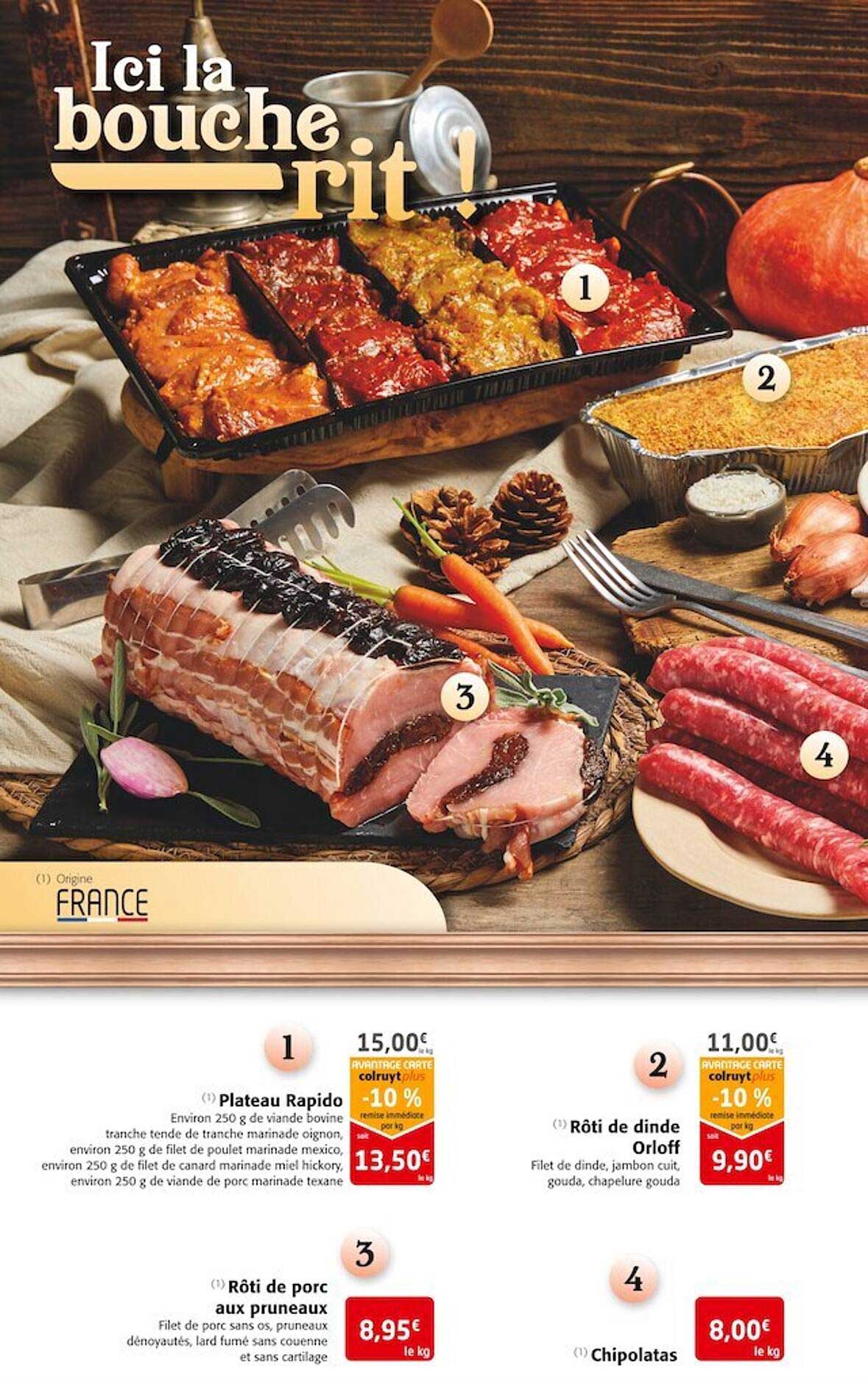 plateau rapido our rôti de dinde orloff ou chipolatas ou rôti de porc aux pruneaux