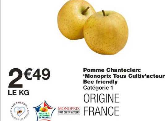 pomme chanteclerc "monoprix tous cultiv'acteur bee friendly"