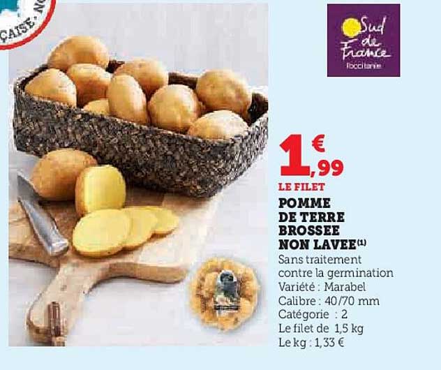 pomme de terre brossée non lavée