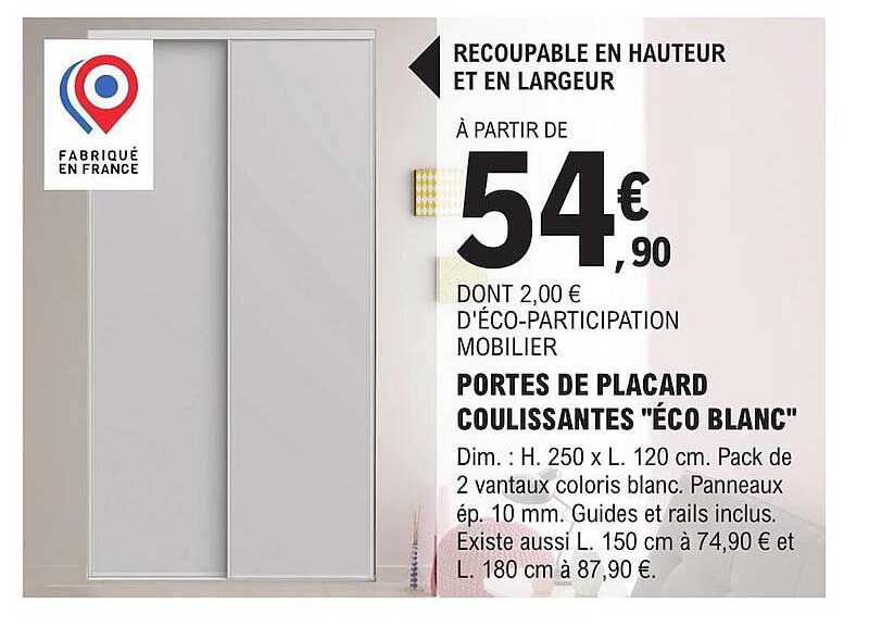 Portes De Placard Coulissantes éco Blanc