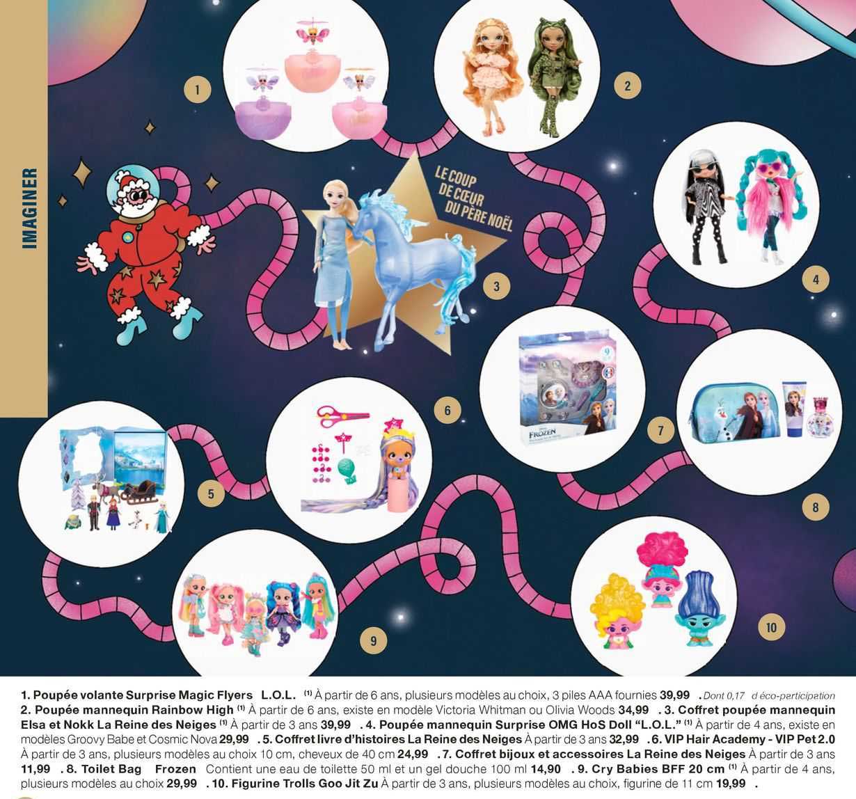 poupée volante surprise magic flyers, poupée mannequin rainbow high, coffret poupée mannequin elsa et nokk la reine des neiges, poupée mannequin surprise omg hoS doll "l.o.l.",coffret livre d'histoire