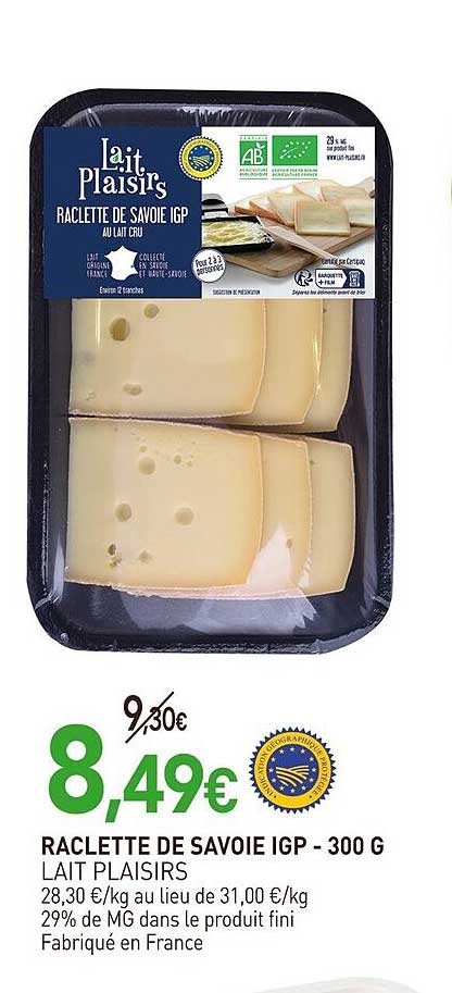 raclette de savoie igp lait plaisirs