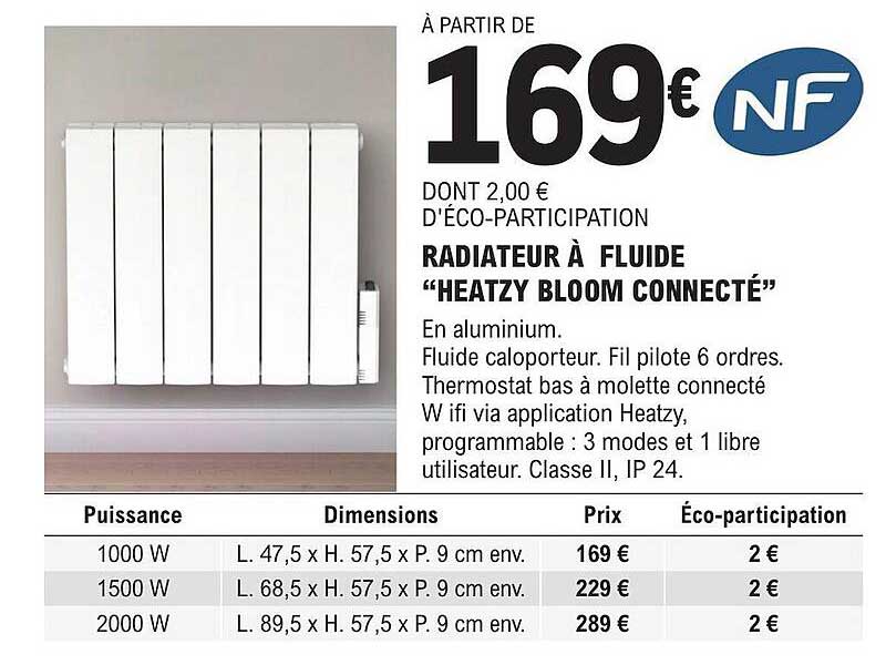 radiateur à fluide heatzy bloom connecté
