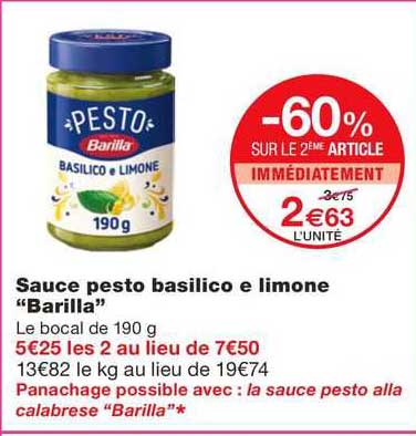 Sauce Pesto Basilico E Limone "barilla"