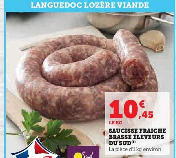 saucisse fraîche brasse éleveurs du sud