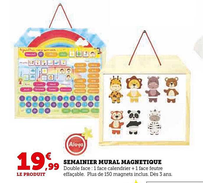 semainier mural magnétique aloya