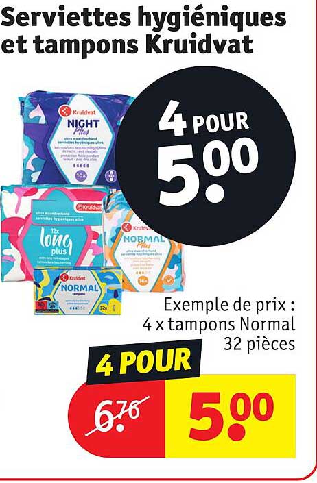 serviettes hygiéniques et tampons kruidvat