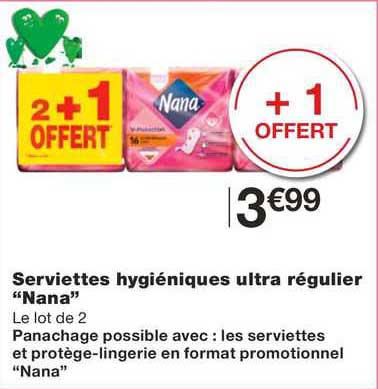 serviettes hygiéniques ultra régulier "nana"