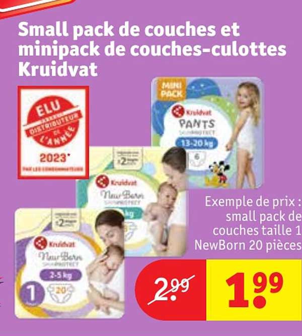 small pack de couches et minipack de couches-culottes kruidvat