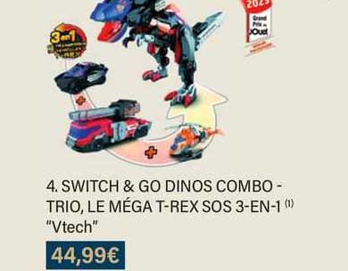 switch & go dinos combo - trio, le méga t-rex sos 3-en1 "vtech"