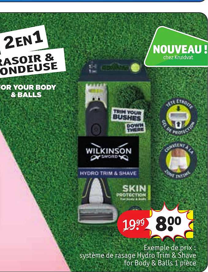 système de rasage hydro trim & shave for body & balls 1 pièce