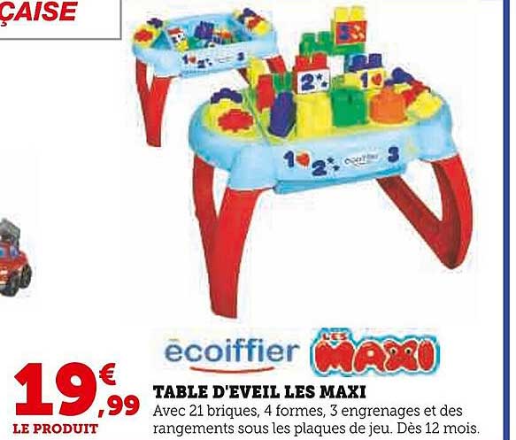 table d'éveil les maxi écoiffier