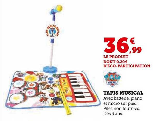 tapis musical paw patrol