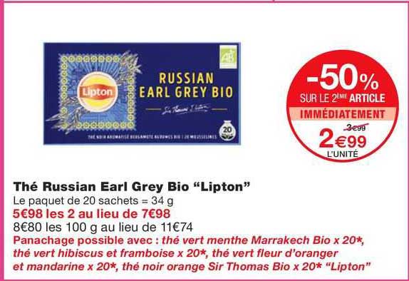 thé russian earl grey bio "lipton"
