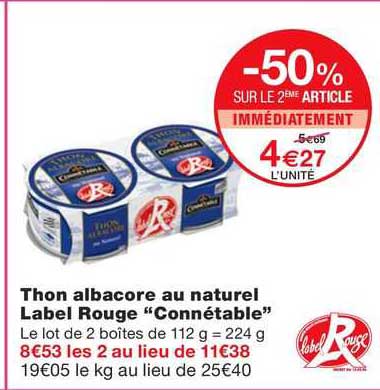 Thon Albacore Au Naturel Label Rouge "connétable"