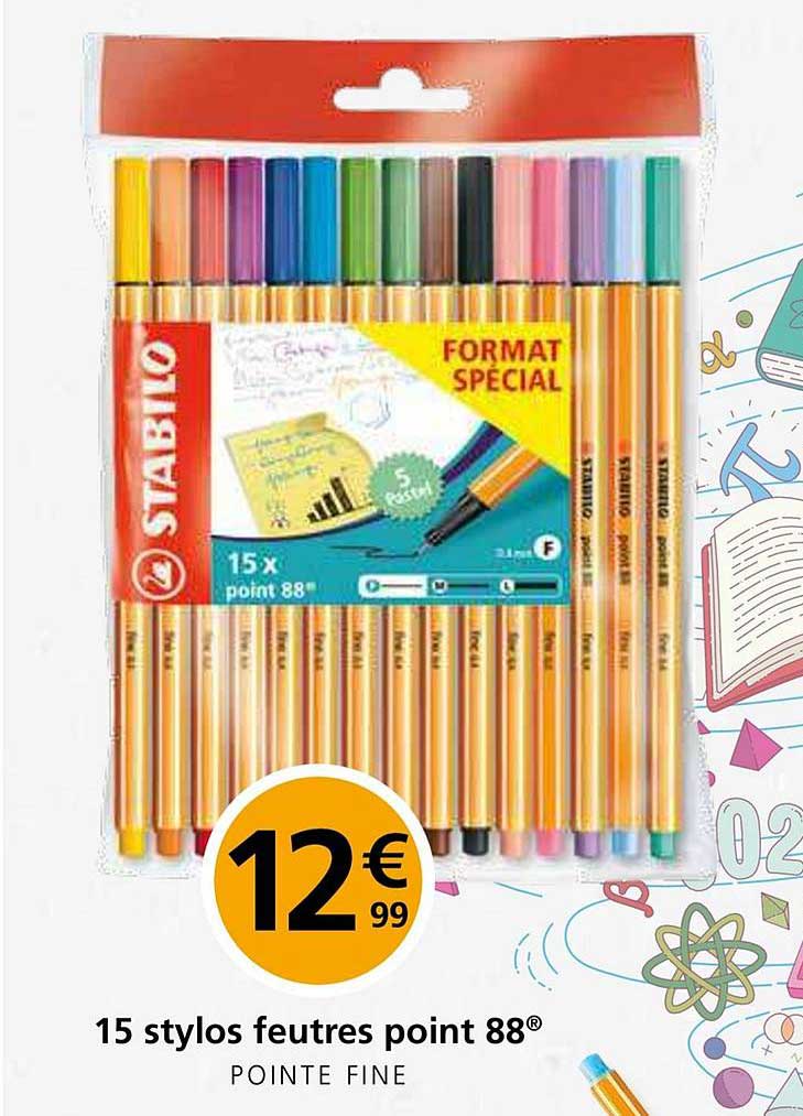 15 stylos feutres point 88 pointe fine