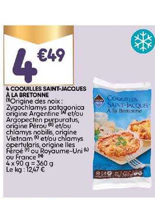 4 coquilles saint jacques à la brétonne