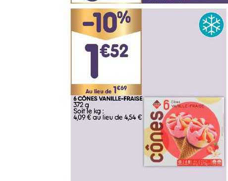 6 Cônes Vanille Fraise