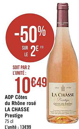 aop côtes du rhône rosé la chasse prestige -50% sur le 2e