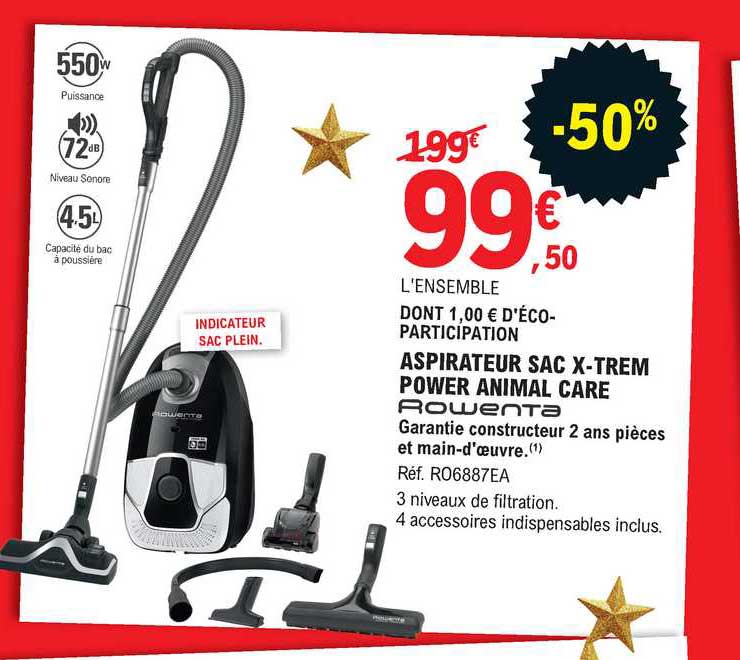 aspirateur sac x trem power animal care rowenta