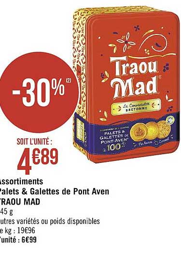 assortiments palets & galettes de pont aven traou mad