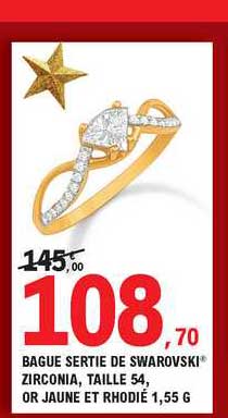 bagues sertie de swarovski zirconia taille 54 or jaune et rhodié 1.55 g