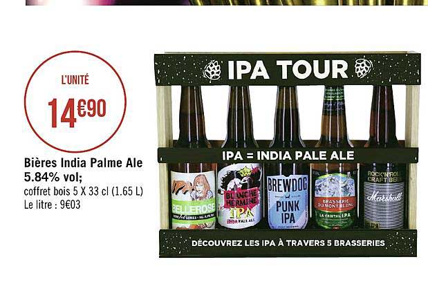 bières india palme ale 5.84% vol.