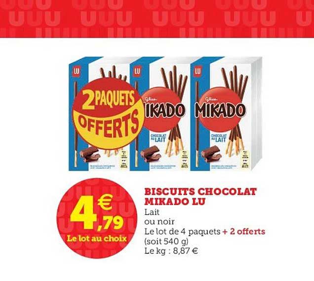 Biscuits Chocolat Mikado Lu