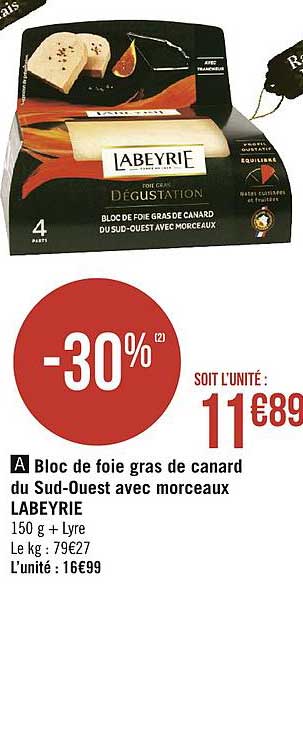 bloc de foie gras de canard du sud-ouest avec morceaux labeyrie