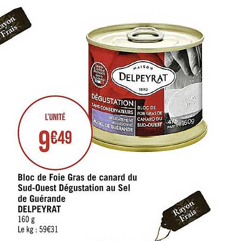 bloc de foie gras de canard du sud ouest dégustation au sel de guérande delpeyrat