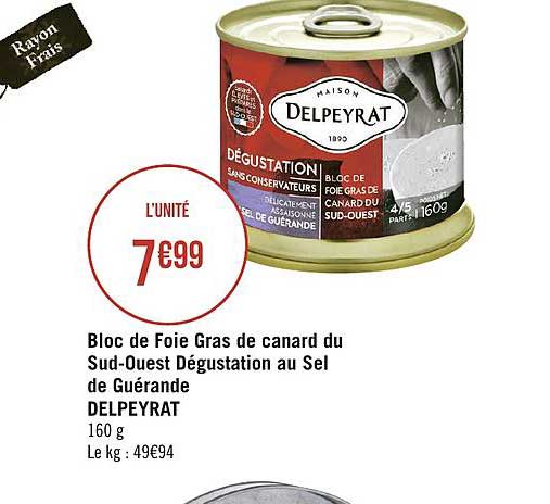 bloc de foie gras de canard du sud-ouest dégustation au sel de guérande delpeyrat