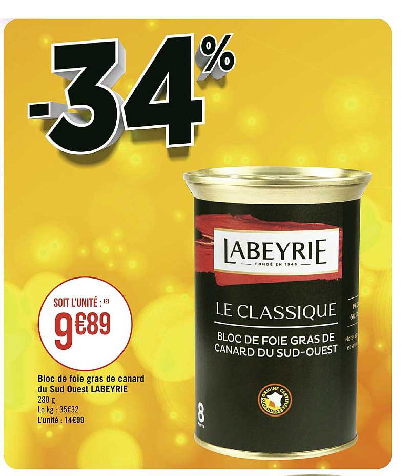 bloc de foie gras de canard du sud ouest labeyrie