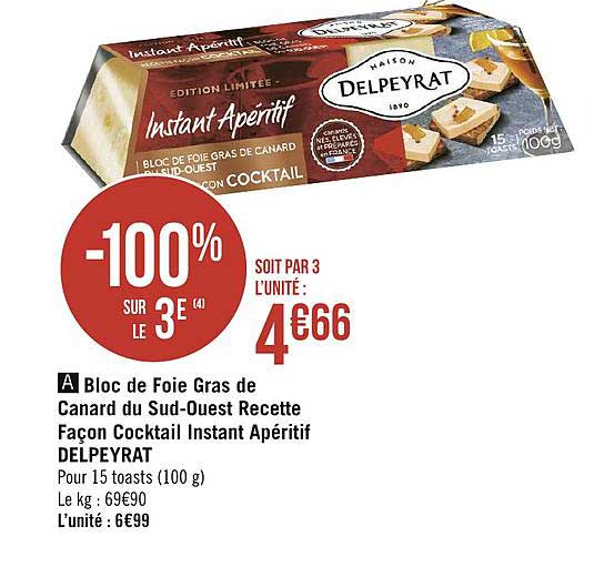 bloc de foie gras de canard du sud-ouest recette façon cocktail instant apéritif delpeyrat