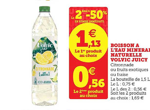 boisson à l'eau minérale naturelle volvic juicy