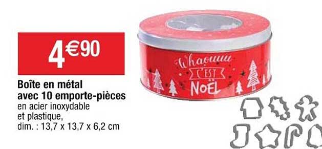 boîte en métal avec 10 emporte-pièces