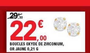 boucles oxyde de zirconium or jaune 0.21 g