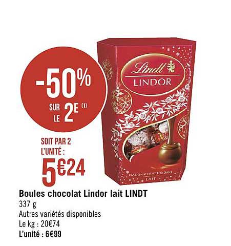 Boules Chocolat Lindor Lait Lindt