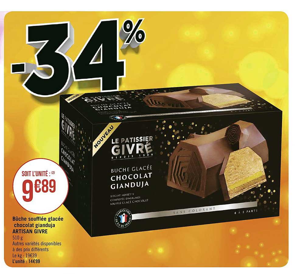 bûche soufflée glacée chocolat gianduja artisan givre