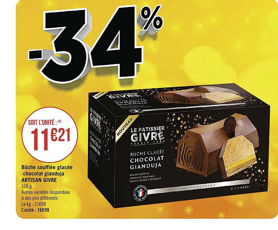 bûche soufflée glacée chocolat gianduja artisan givre