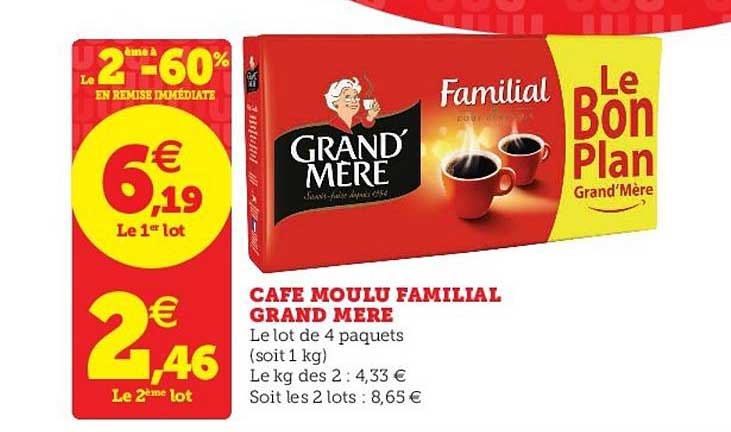 café moulu familial grand mère le 2ème à -60% en remise immédiate