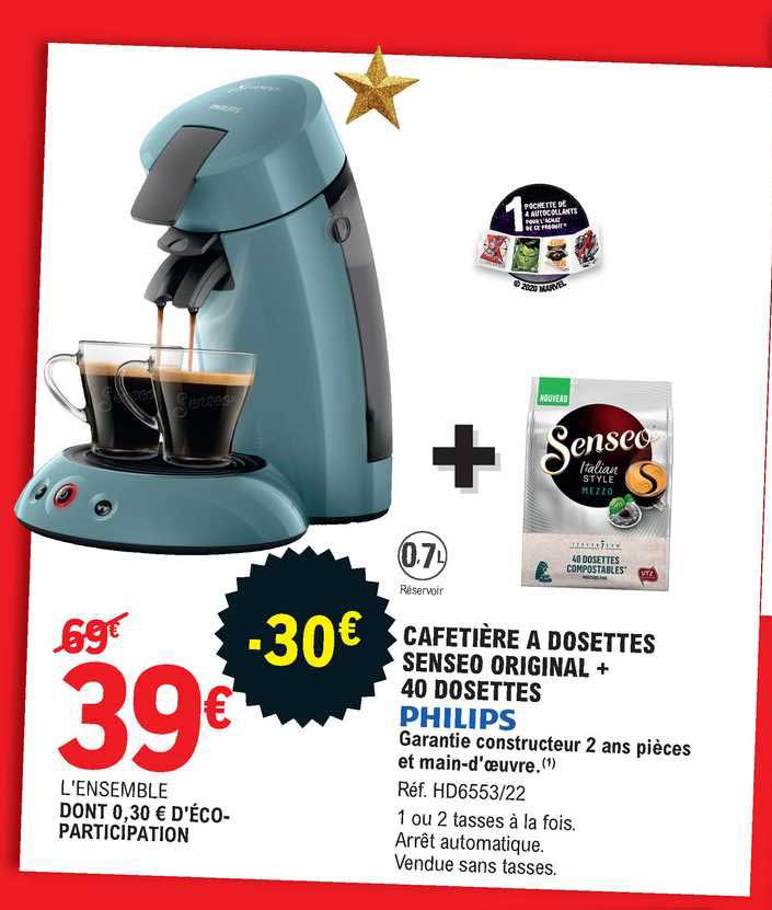 Cafetière à Dosettes Senseo Original + 40 Dosettes Philips