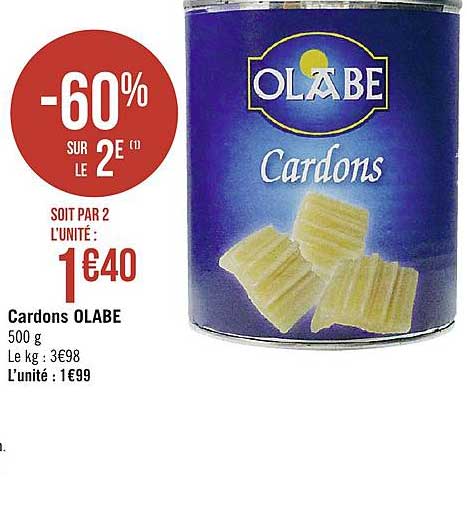 cardons olabe -60% sur le 2e