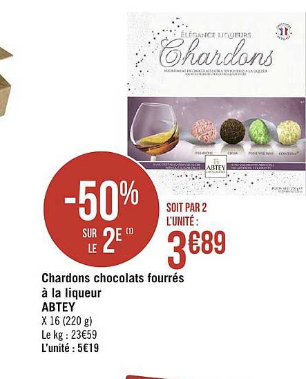chardons chocolats fourrés à la liqueur abtey