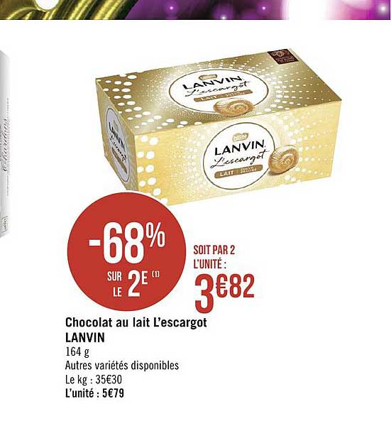 chocolat au lait l'escargot lanvin