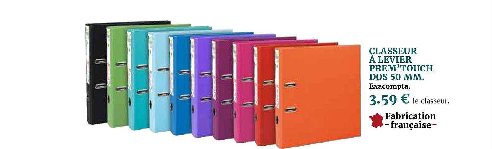 classeur à levier prem'touch dos 50mm exacompta