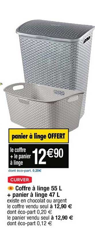 coffre à linge 55 l + panier à linge 47l